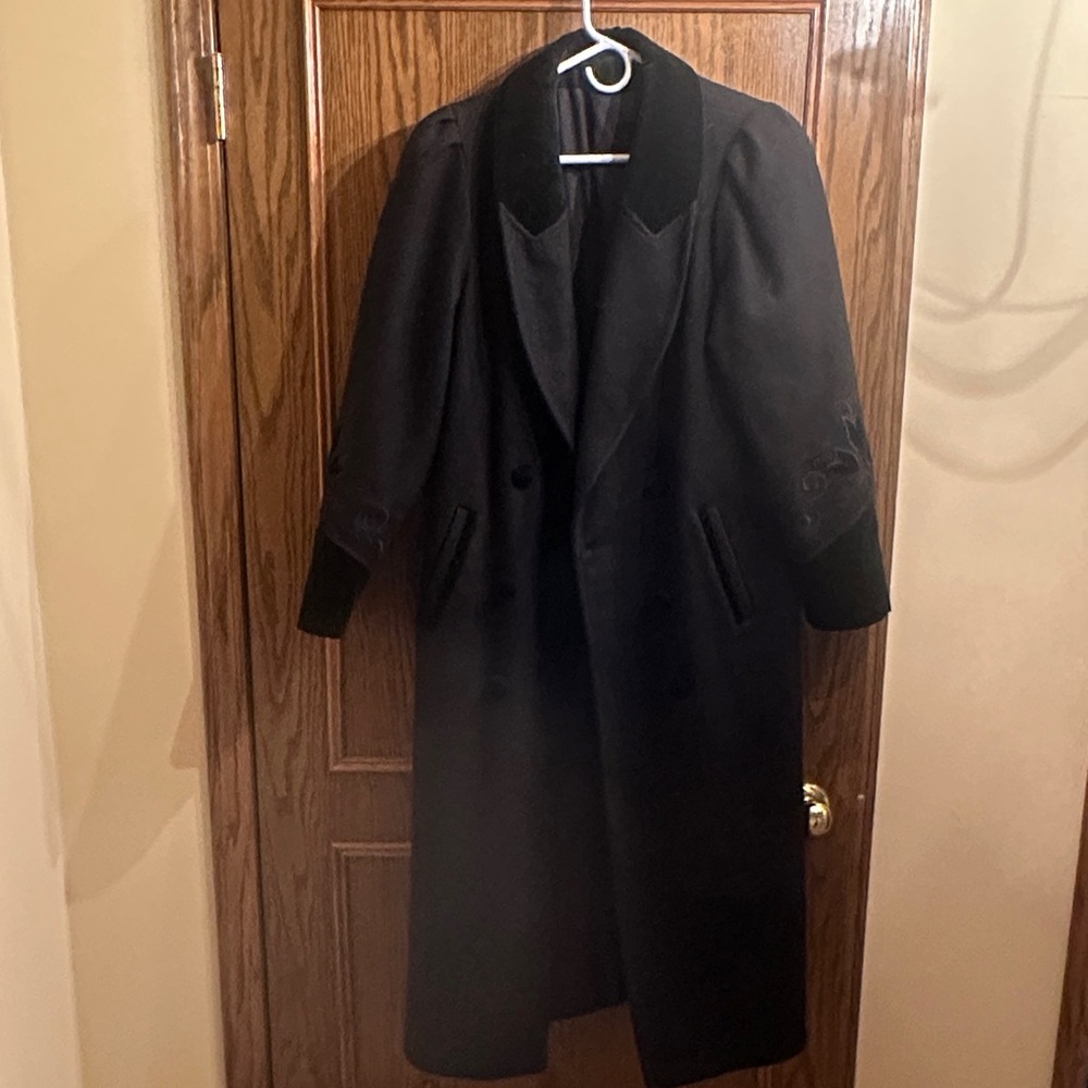 Vintage Black Wool Long Coat